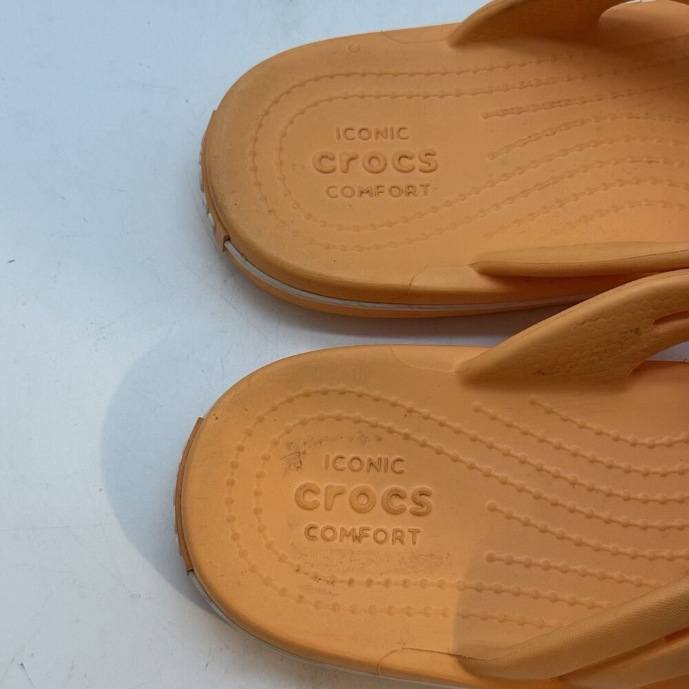 Crocs Crocband Flip Flops Women's 7 Orange Sorbet H2O Friendly Thong Pool Sandal - Picture 5 of 9
